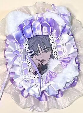 紫色蕾丝卡套拍立得咕卡配原神小卡痛包diy材料三寸成品手作谷美