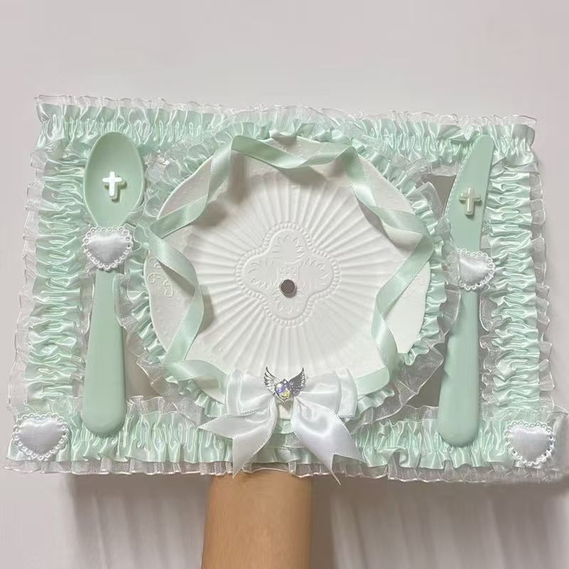 蝴蝶结丝带蓝色痛扎板B5成品痛包装饰吧唧托小卡二次元风懒人谷美