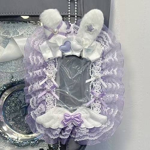 粉色蕾丝挂件卡套手作成品谷美