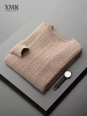 Autumn and winter New cashmere sweater men's fashion twist thick sweater loose large size sweater casual bottoming sweater