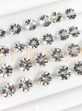 天然白色托帕石裸石戒面高火彩全净体圆形5MM6MM镶嵌戒指空托项坠