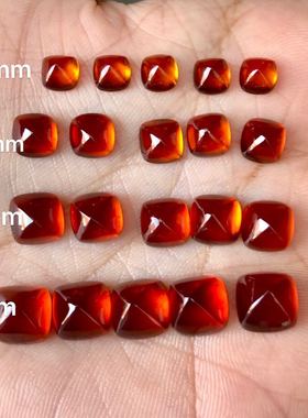 天然半宝石水晶芬达石榴石橙色素面蛋面糖塔正方5MM6MM7MM8MM镶嵌