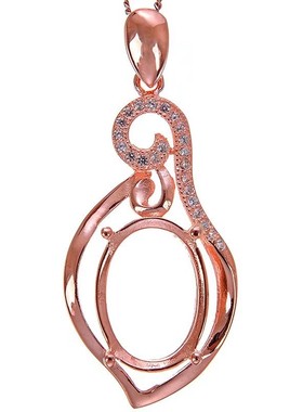 diy宝石裸石琥珀蜜蜡项坠空托