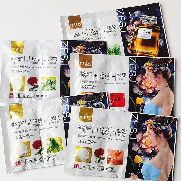 妆菲世家奶浴奶膏袋装蚕丝蛋白玫瑰蜂蜜三合一浴池同款洗澡推奶