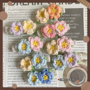 复古纯手工编织毛线立体发夹发卡刘海侧边双花蕾丝一字夹鸭嘴夹