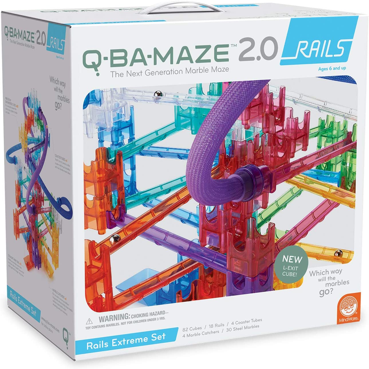 MindWare Q-BA-Maze Marble Run Building Set: 138+ Rails Extre