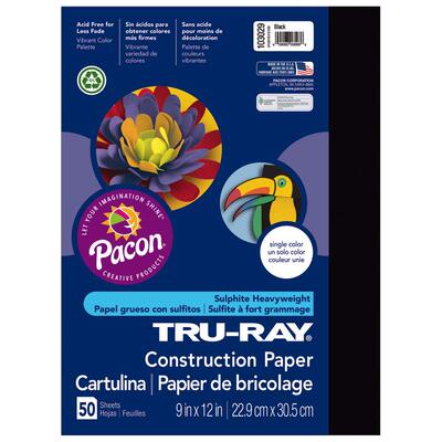 Tru-Ray Heavyweight Construction Paper, Black, 9