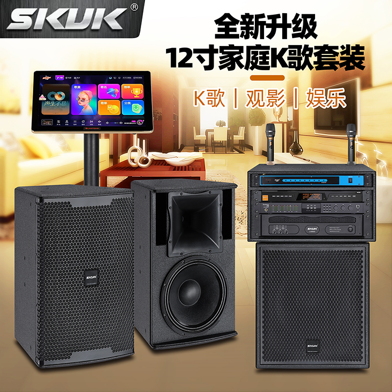 SKUK AD12专业音响套装、家庭会所酒吧KTV舞台演出卡拉OK唱歌音箱