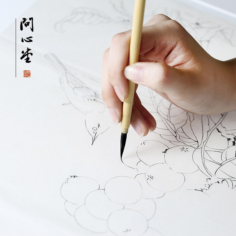 勾线笔毛笔工笔画问心堂紫毫国画水粉叶筋笔衣纹白描花枝俏描线笔