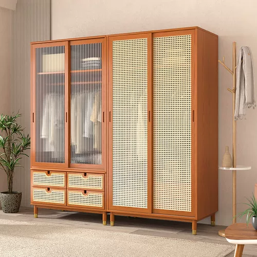 衣 Silent -Winding Solid Wood Double Door Wardreobe Sdecrement Hare Locker House раздвижная дверь ротан
