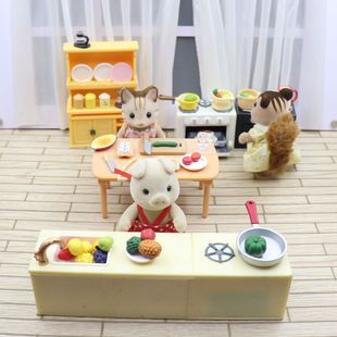 森林贝儿家族玩具儿童仿真厨房家具女孩过家家迷你家具食玩 正版