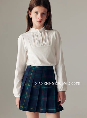 【验货】EK童装24年秋季新品女童学院风长袖T恤立领纯棉衬衫