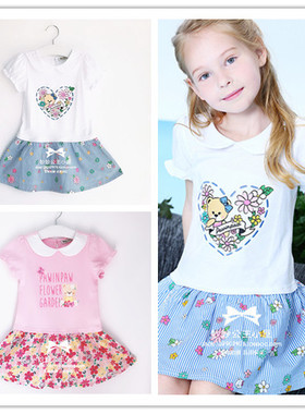 【支持验货】paw小熊in夏女童装粉蓝连衣裙子PCOM85442N OM85442N