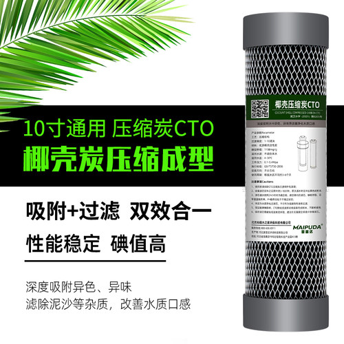 净水器10寸椰壳活性炭吸附异色