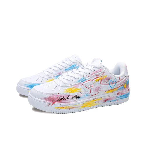 彩色喷溅防滑耐磨透气低帮板鞋