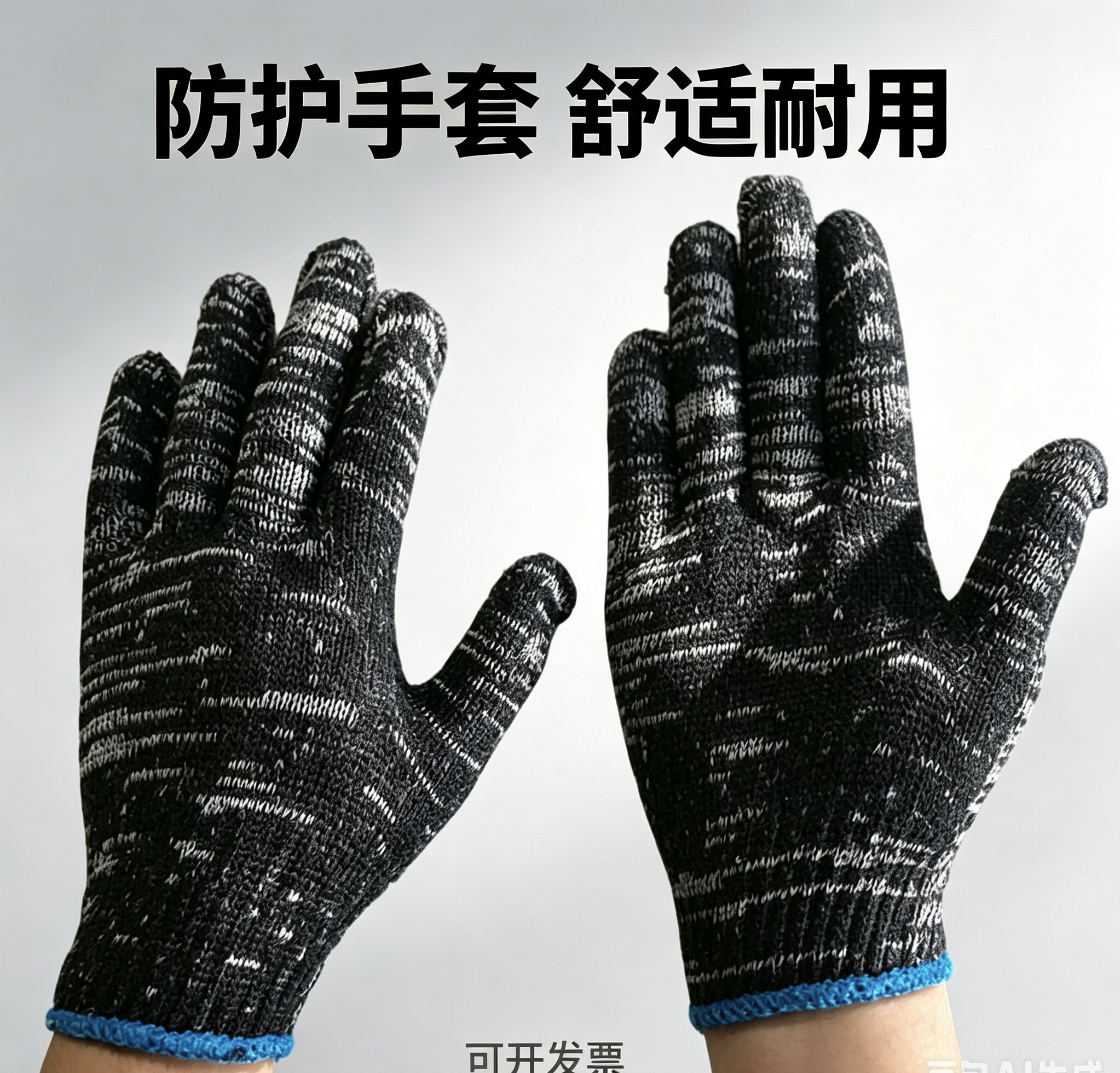 劳保手套黑色加丝手套 灰手套 加油站维修 男女工作手套棉线手套