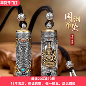 高档可打开装 东西投影本命佛吊坠925纯银转动男女项链国潮礼物款