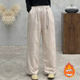 棉裤 女宽松垂感显瘦直筒休闲裤 加棉加厚保暖提花棉麻阔腿裤 新中式