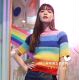 daddy 2019 俏皮可爱彩虹条纹针织短款 JO小妹泰国代 短袖 上衣