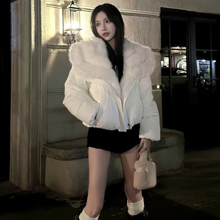 十三行2025秋冬新款高级感毛毛拼接拉链棉服外套加厚保暖宽松上衣