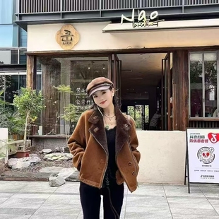 两面穿皮毛一体仿水貂绒高级感外套女短款 上衣 皮草大衣2025冬新款