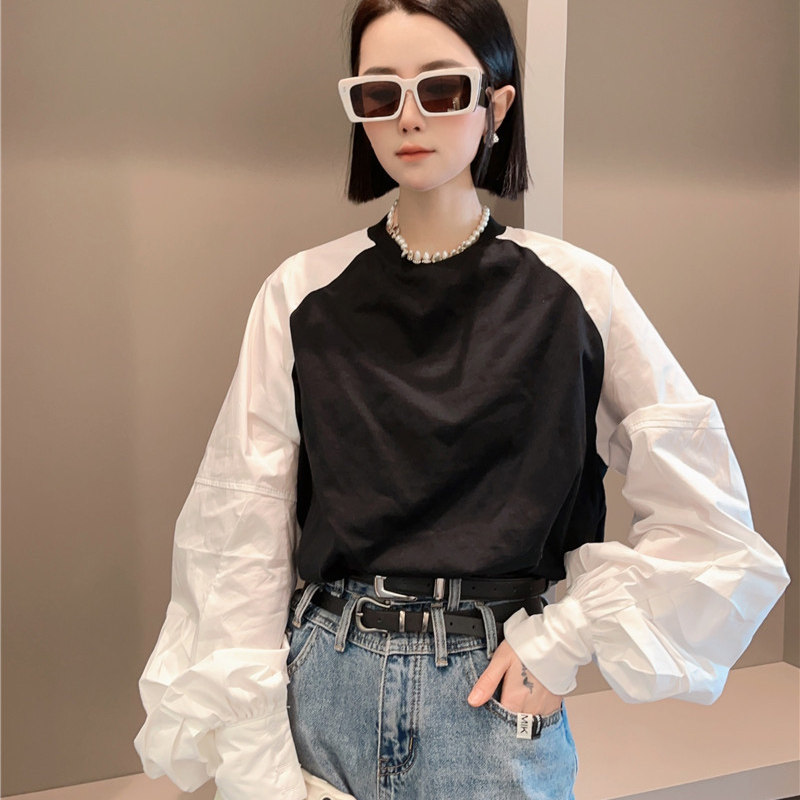打底衫上衣小衫泡泡袖T恤卫衣女