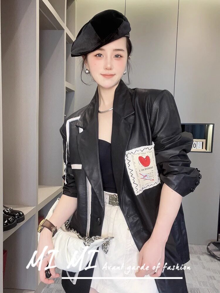 纯绵羊皮纯皮皮衣长袖西服外套