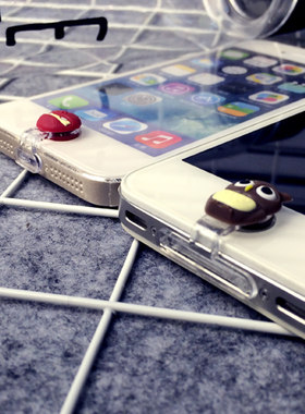 iphone5/5s卡通苹果按键贴防尘塞