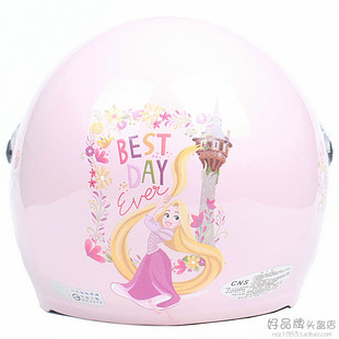 台湾EVO长发公主粉色电动摩托车儿童头盔男女小孩安全帽保暖冬季