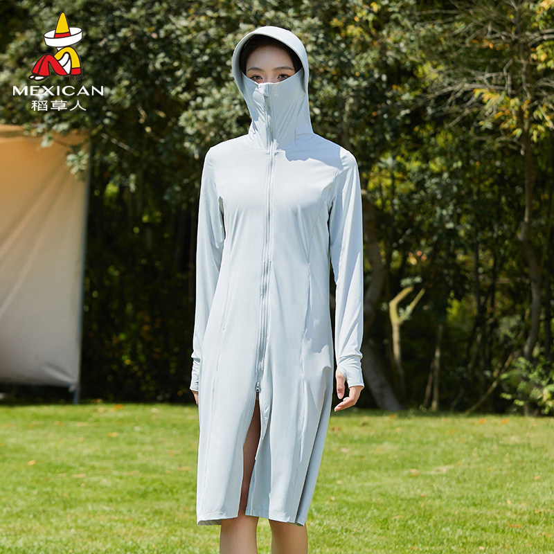 稻草人长款防晒衣夏季女冰丝防晒服户外骑行皮肤衣钓鱼服防紫外线
