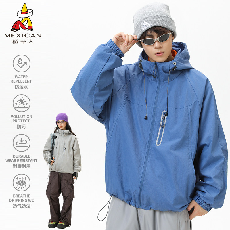 稻草人户外冲锋衣男徒步登山休闲机能风夹克女外套2026新款秋冬季