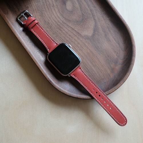 「山人制」手工植鞣真皮柔软iwatch4-10代女士极细手表表带