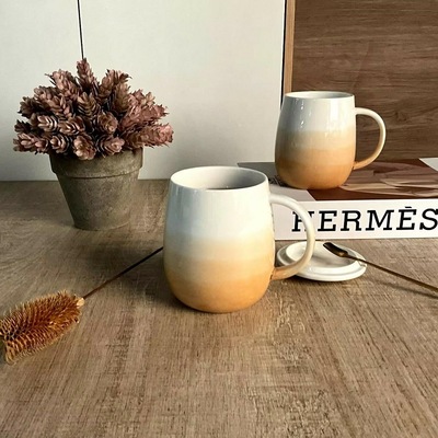 马克杯盖带勺通用喝水杯家用办公室高级感陶瓷杯子带盖勺