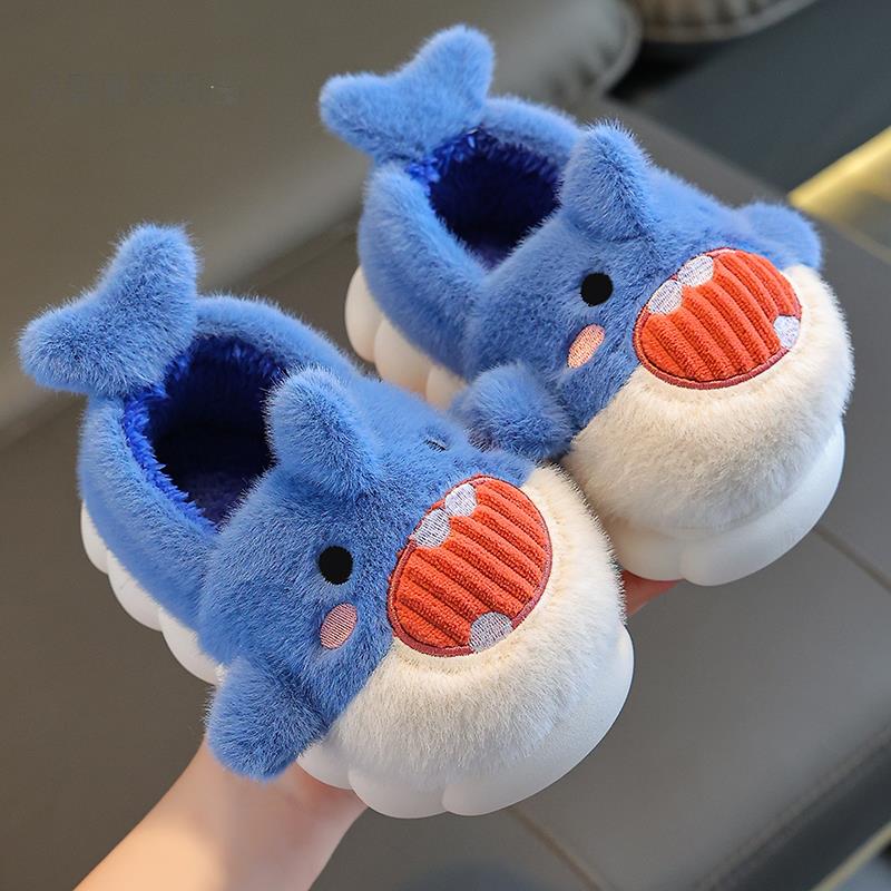儿童包跟棉拖鞋冬季男女童卡通可爱室内居家鞋中小童保暖包跟毛拖