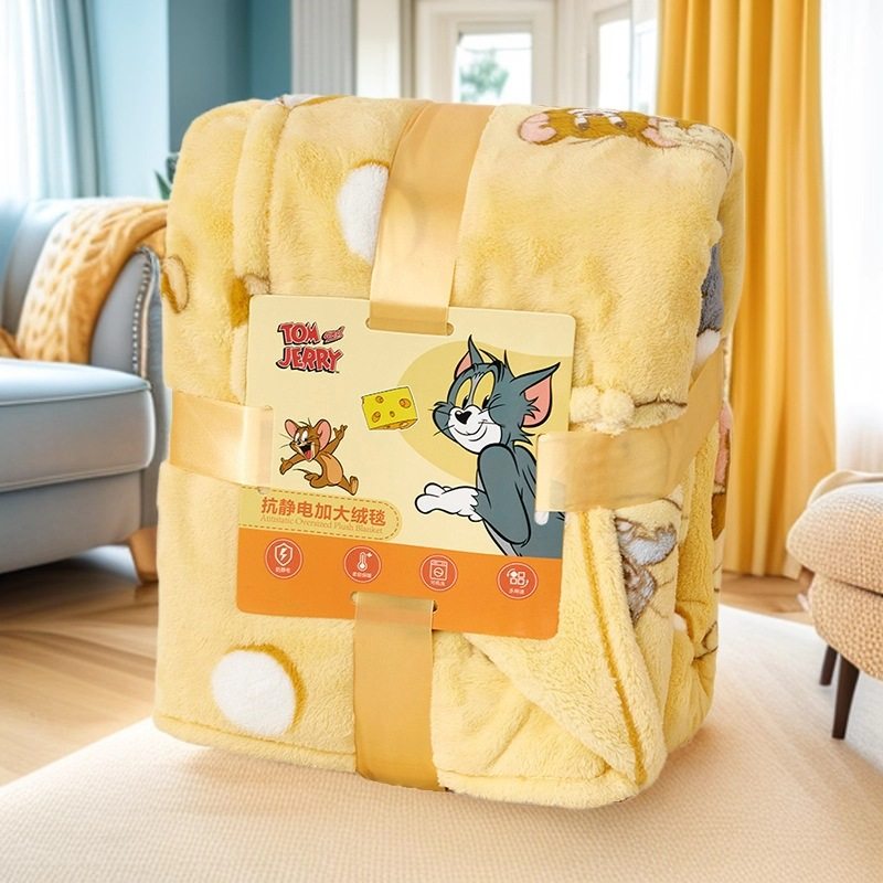 猫和老鼠羊羔绒双层加厚毛毯卡通秋冬成人沙发盖毯A类毯礼抗静电