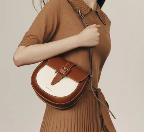 韩国代购直邮beanpole五折清仓拼色月牙小巧单肩斜跨马鞍包女包袋