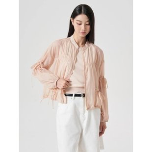 韩国代购 折扣清仓褶皱包子系带透明防风外套 直邮8秒8seconds正品