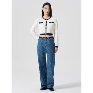 韩国代购直邮8SECONDS8秒正品2024清仓折扣女休闲点点字母牛仔裤