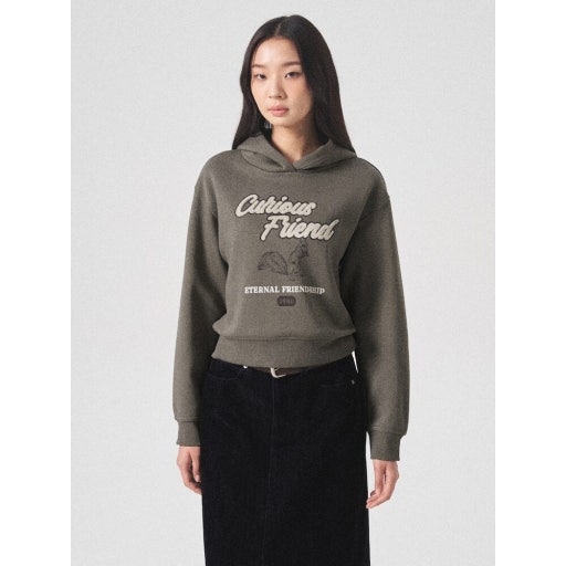 韩国代购直邮小松鼠加绒连帽卫衣