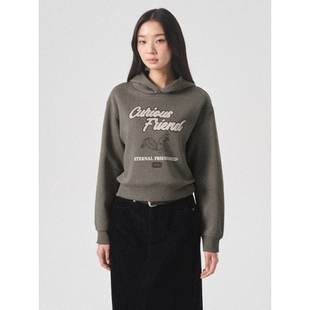 韩国代购 24折扣清仓小松鼠加绒连帽套头卫衣 直邮8SECONDS8秒正品