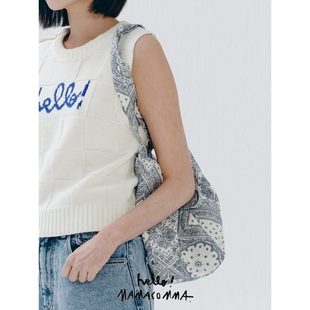 百搭佩里斯图案帆布单肩包 2024时尚 韩国代购 直邮8SECONDS8秒正品