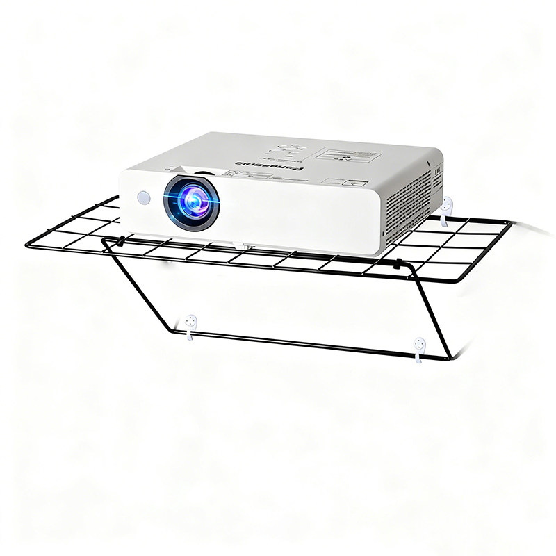 黑色铁艺投影仪置物架墙面安装家用床头壁挂式路由器收纳托架稳固承重卧室客厅家用多功能挂架墙面收纳支架子