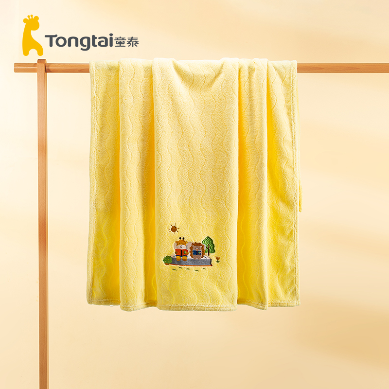 童泰不掉毛珊瑚绒新生婴儿浴巾