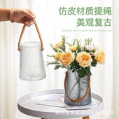 简约创意包包玻璃花瓶网红皮革手提款 水培插花瓶客厅餐厅鲜花摆件