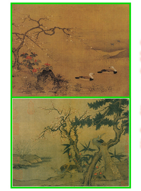 S1317红梅孔雀寒塘聚禽图宋人小品宋代工笔画白描底稿线描稿横幅