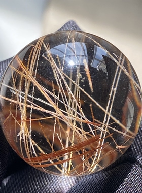 天然水晶发晶吊坠圆珠DIY水晶单珠饰品项链23.5mm一物一图