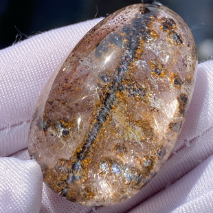 天然水晶包裹体针铁矿吊坠裸石男女款水晶挂坠饰品毛衣链一物一图