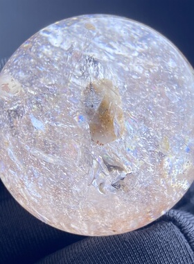 天然水晶包裹体七彩矿石吊坠圆珠DIY矿石单珠饰品可做摆件29mm