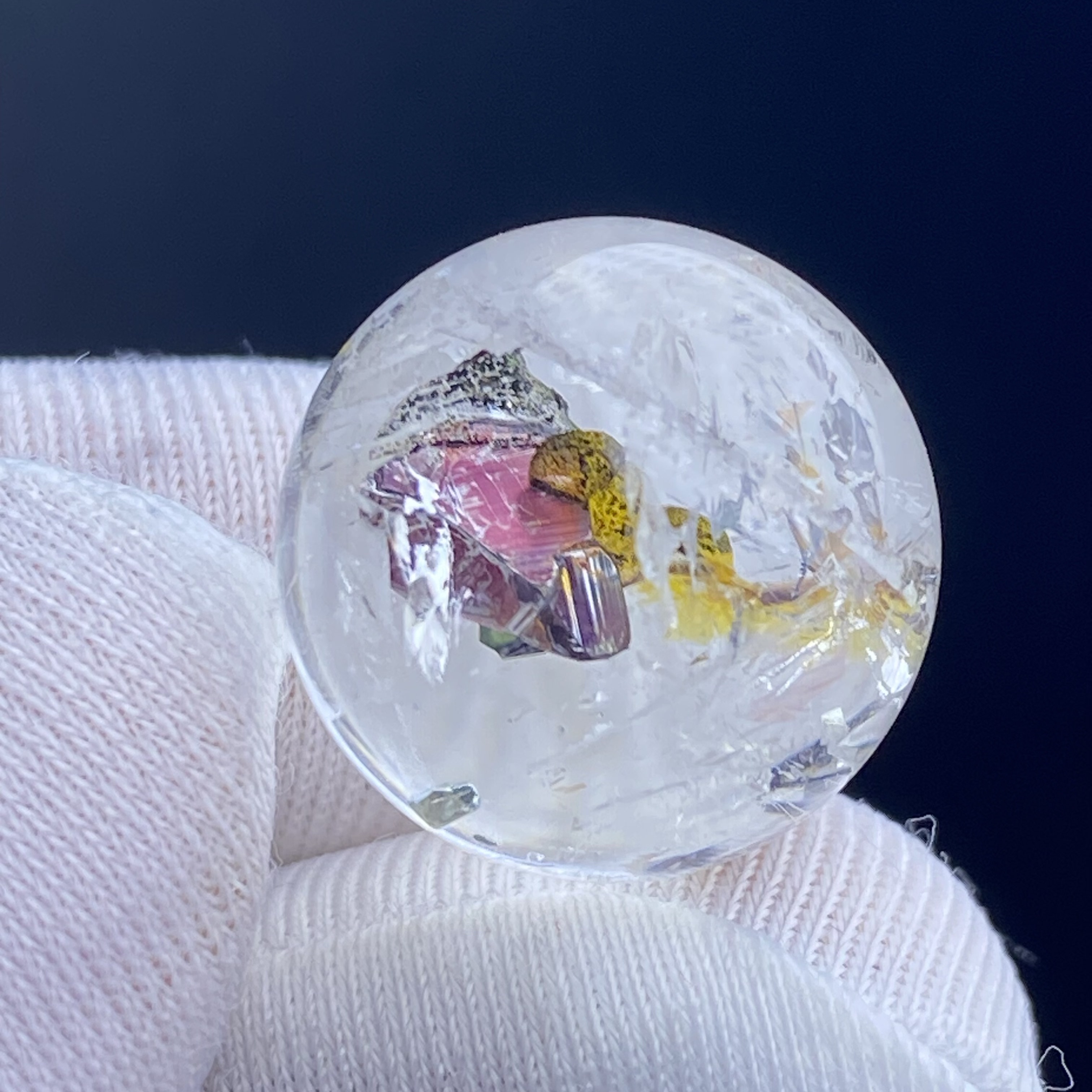 天然水晶包裹体紫铜矿吊坠圆珠DIY紫矿单珠饰品项链16mm一物一图