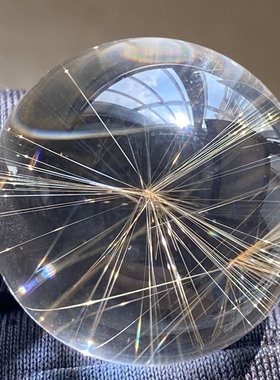 天然水晶发晶花吊坠圆珠DIY发晶单珠饰品项链22mm一物一图